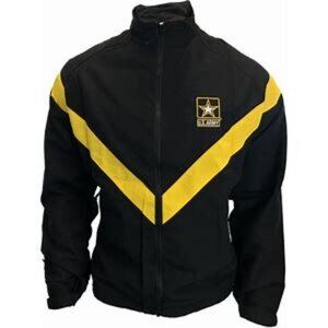 US Army Unisex Medium/Long Black Yellow Windbreaker Jacket